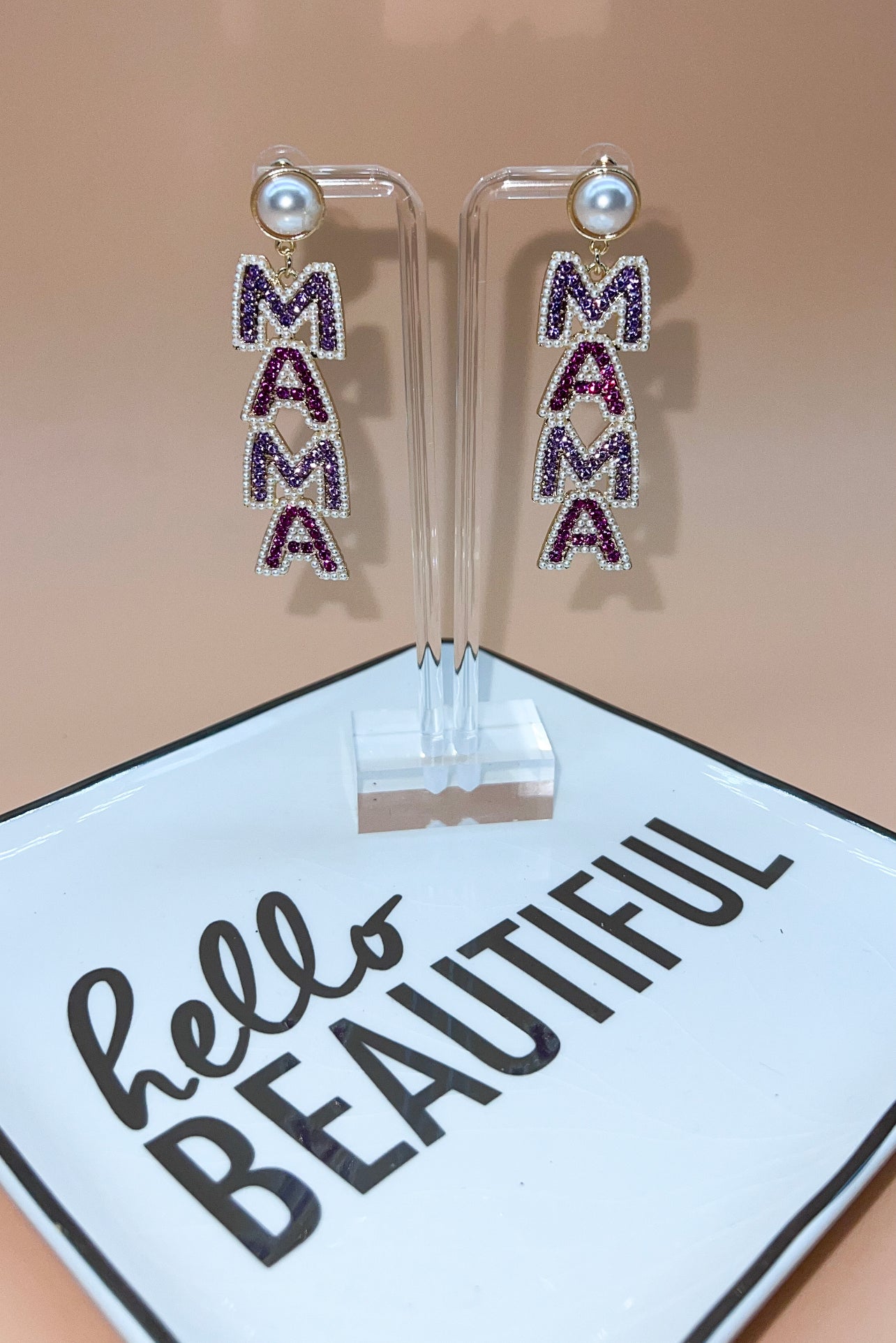 MAMA Statement Earrings-Lilac