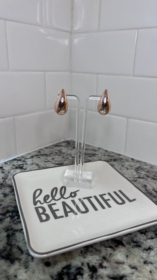 Rain Drop Statement Earrings-Small Rose Gold