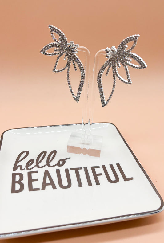 Rhinestone Leaf Statement Earrings