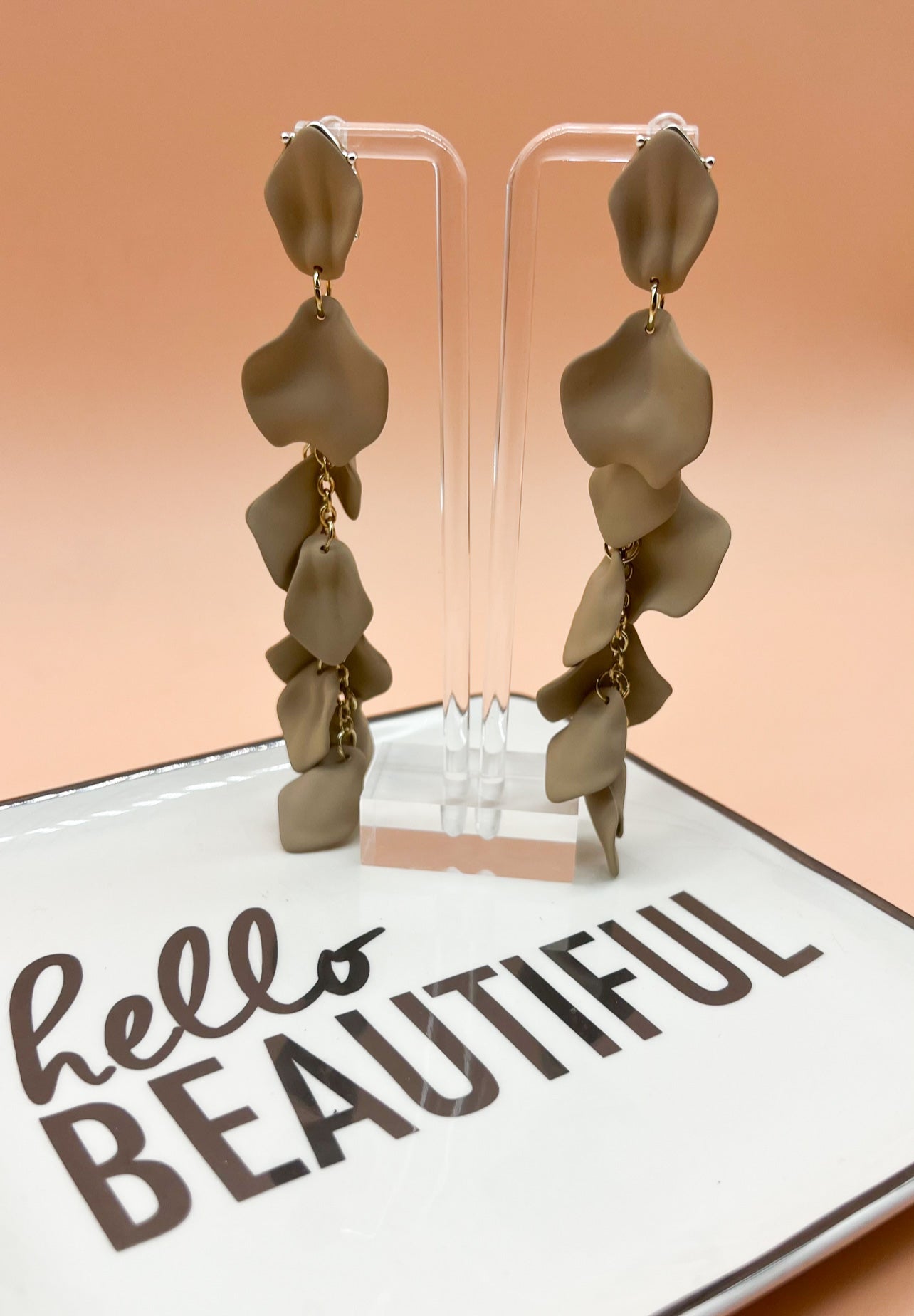 Khaki Weed Statement Earrings