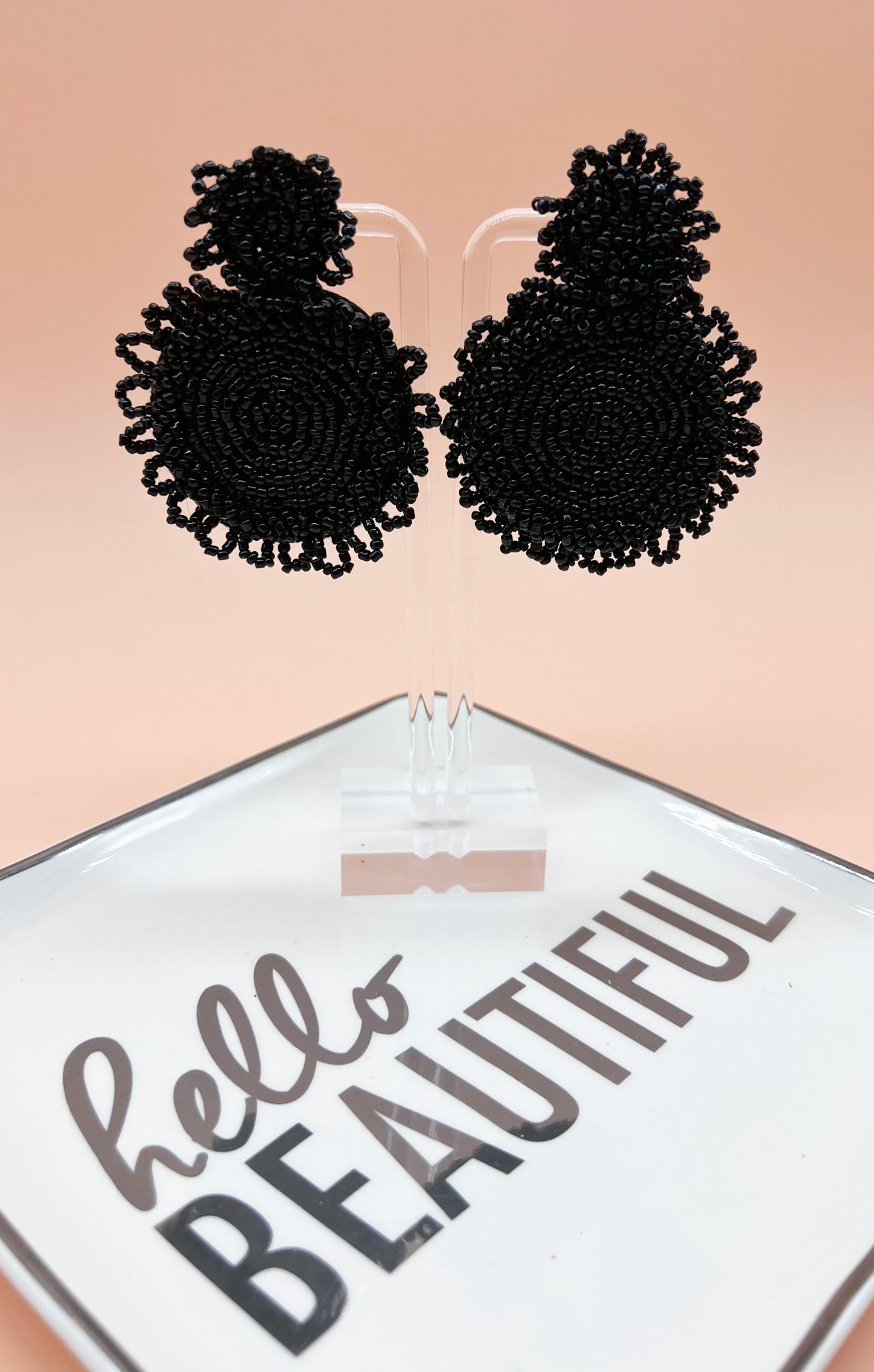 Whirl Of Beads Earrings: Black