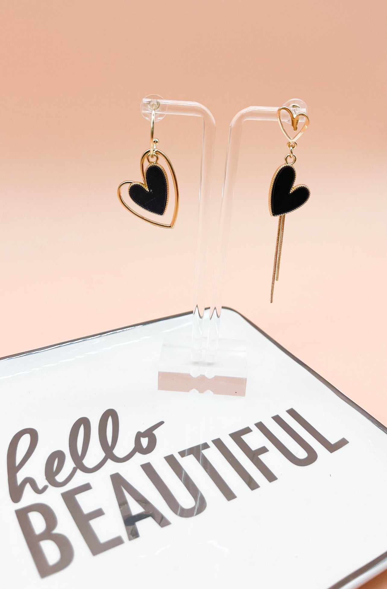 Mismatched Heart Statement Earrings