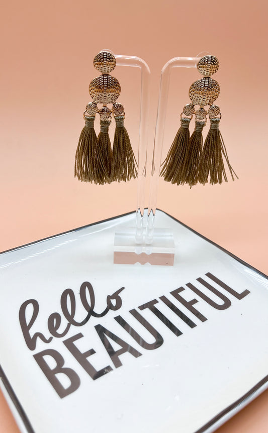 Textured Tassel Drop Earrings