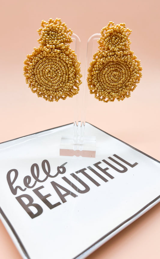 Almond Whirl Of Beads Earrings