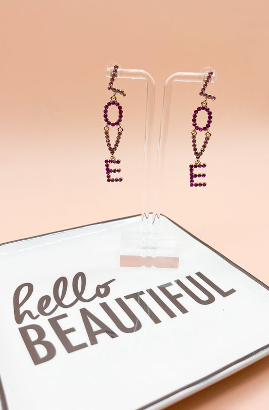 Pink Bling Love Statement Earrings