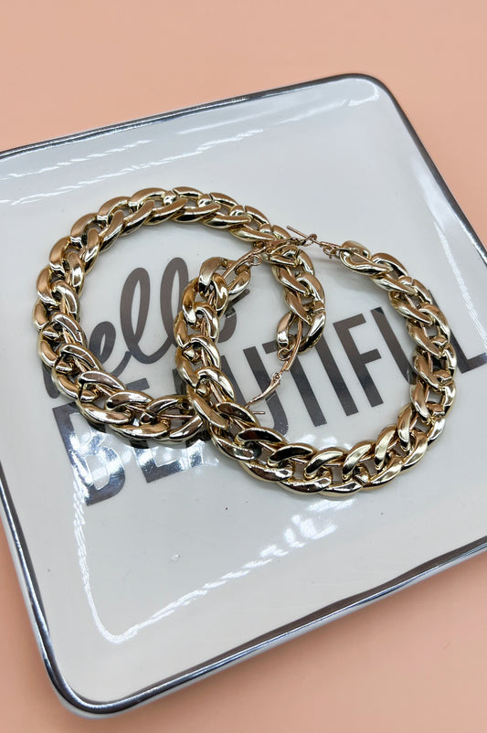 Cuban Link Hoop Earrings