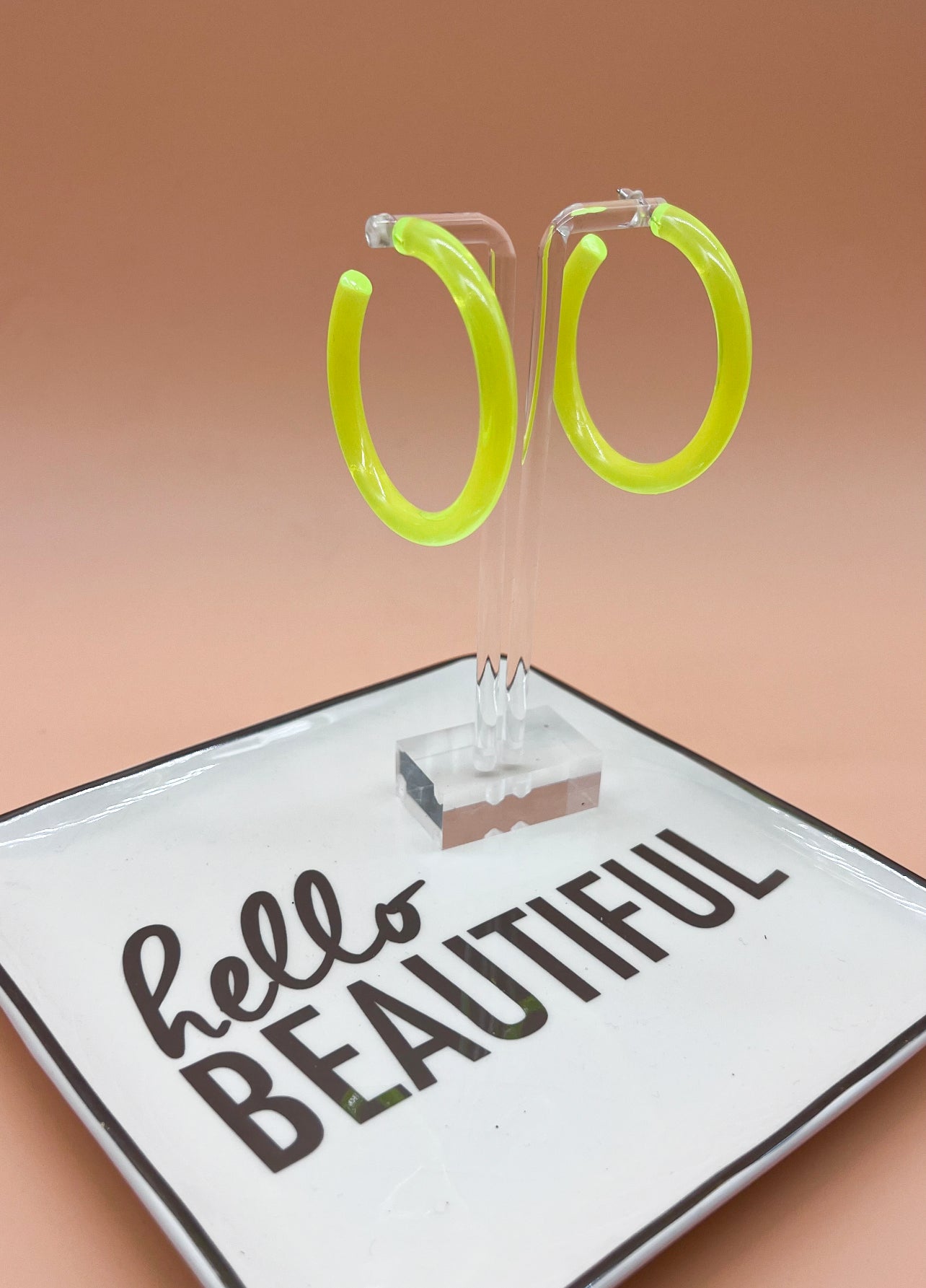 Neon Yellow Hoop Earrings