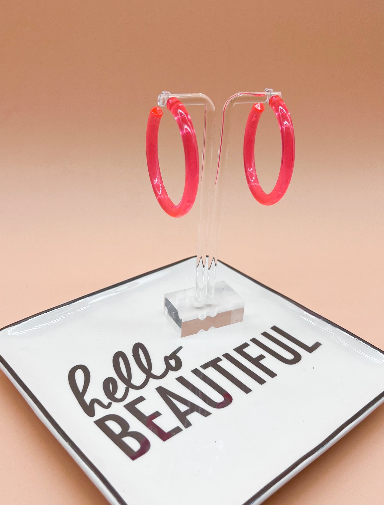 Neon Pink Hoop Earrings