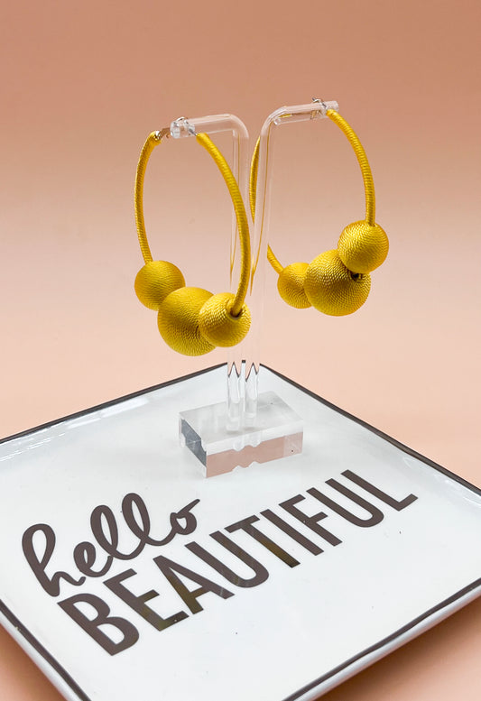 Yellow Ball Decor Statement Earrings